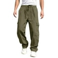 thumbnail image 1 of NIEWTR Men's and Big Men's Relaxed Fit Men Solid Casual Multiple Pockets Outdoor Straight Type Fitness Pants Cargo Pants Trousers (Green,XXL), 1 of 9