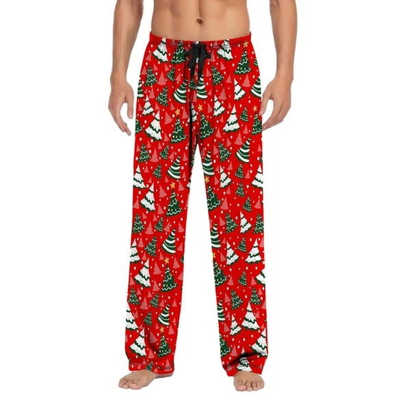NIEWTR Mens 3 Pack Pajama Pants for Men, Pajama Pants, Men's Pajamas, Sleep pants with Pockets, Up to Size 5XL Plaid Pajama Pants(Z10-Red,XXL)