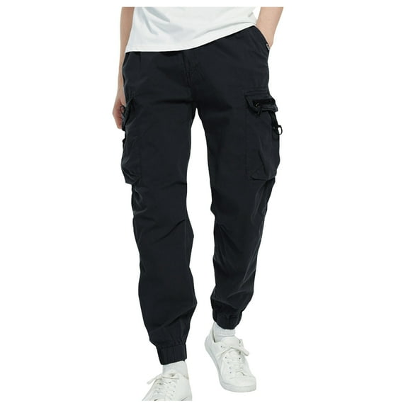 NIEWTR Mens Cargo Pants Casual Joggers Sweatpants Athletic Workout Hiking Pants with Multi-Pockets (Black,38)