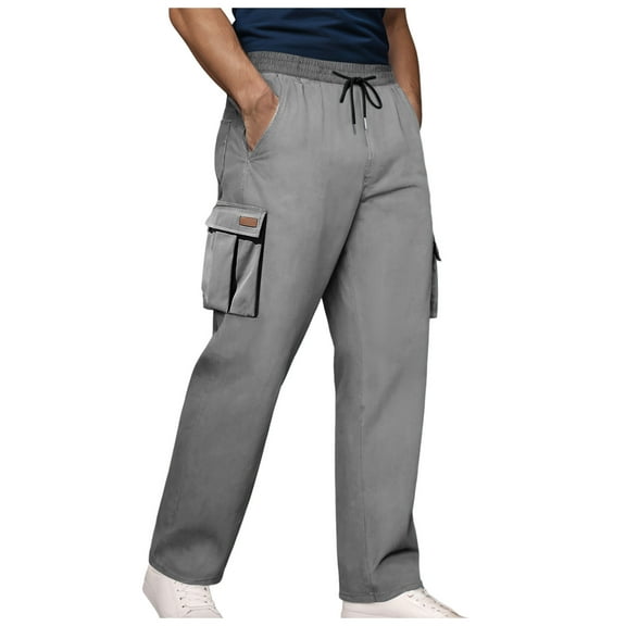 NIEWTR Mens Cargo Pants Relaxed Fit Drawstring Joggers Sweatpants for Men Workout Casual Long Trousers (Grey,XL)