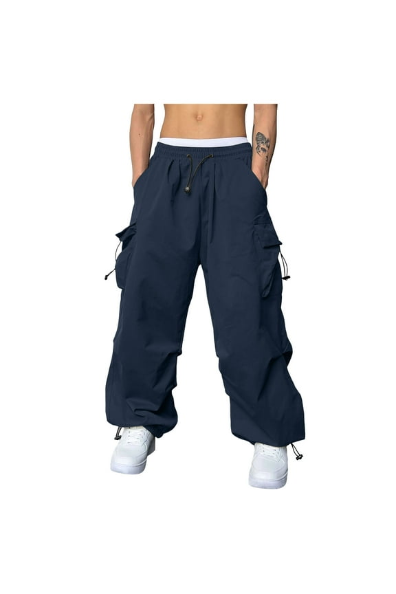 Mens Cargo Pants Relaxed Fit Retro Parachute Pants Casual Workout Trousers Loose Fit Lightweight Harem Pant (3XL,Z03-Dark Blue)