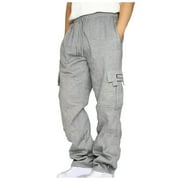 NIEWTR Mens Casual Cargo Pants Stretch Elastic Waist Drawstring Joggers Pants Sweatpants for Men Multi Pockets GY2,XL