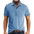 thumbnail image 1 of NIEWTR Mens Golf Polo Shirt Lapel Collar Button Up Pullover Neck Short Sleeve Sweaters Polo SweaTshirts(Light Blue,M), 1 of 7