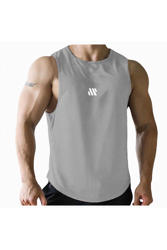 Mens Gym Tank Tops Bodybuilding Stringer Shirts Comfortable Fit Quick Dry Athletic(A01-GY1,2XL)
