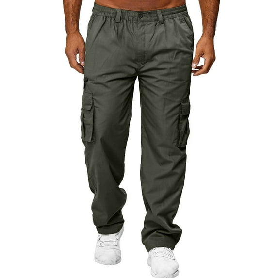 NIEWTR Mens Joggers Pants Casual Cargo Pants Drawstring Elastic Waist Sweatpants with Pockets Fall Winter Pants (L,Z02-Green)