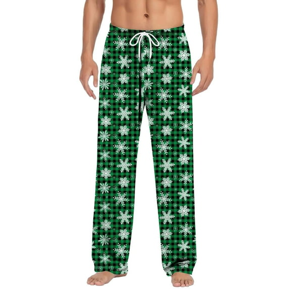 NIEWTR Mens Pajama Pants Flannel Cotton Plaid Sleep & Lounge Pants, PJ Bottoms with Pockets and Button Fly Christmas Plaid Pajama Pants(Z08-Green,XXL)