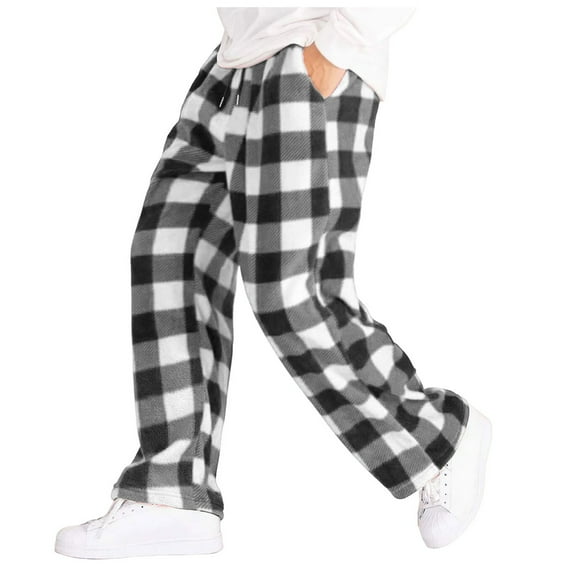 NIEWTR Mens Pajama Pants Flannel Cotton Plaid Sleep & Lounge Pants, PJ Bottoms with Pockets and Button Fly(Z06-Black,M)