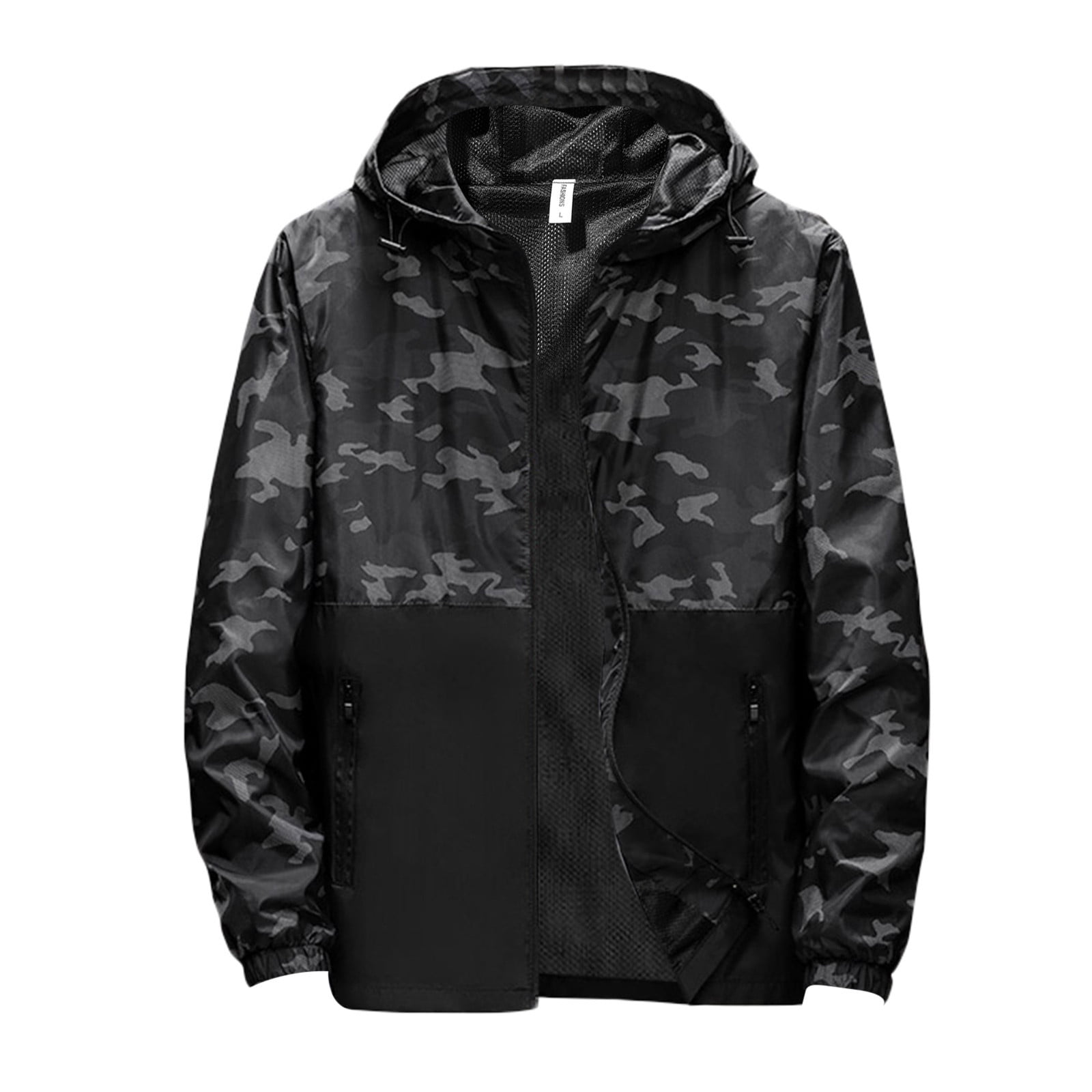 Mens Fleece Lined Winter Rain Jacket in Black