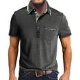 thumbnail image 1 of NIEWTR Mens Short Sleeve Polo Shirts Fashion Color Block Zipper T Shirts(Dark Gray,XL), 1 of 7