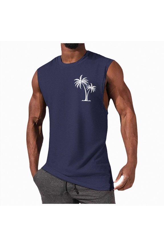 Mens Stringer Tank Tops Gym Bodybuilding Shirts Breathable Comfort Quick Dry Fit(A01-Dark Blue,M)