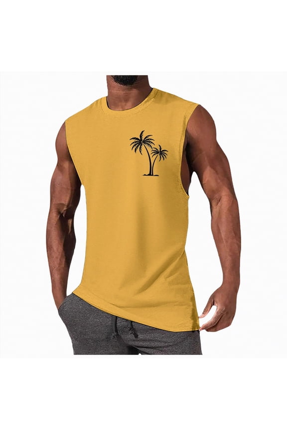 Mens Stringer Tank Tops Gym Bodybuilding Shirts Breathable Comfort Quick Dry Fit(A01-Yellow,2XL)