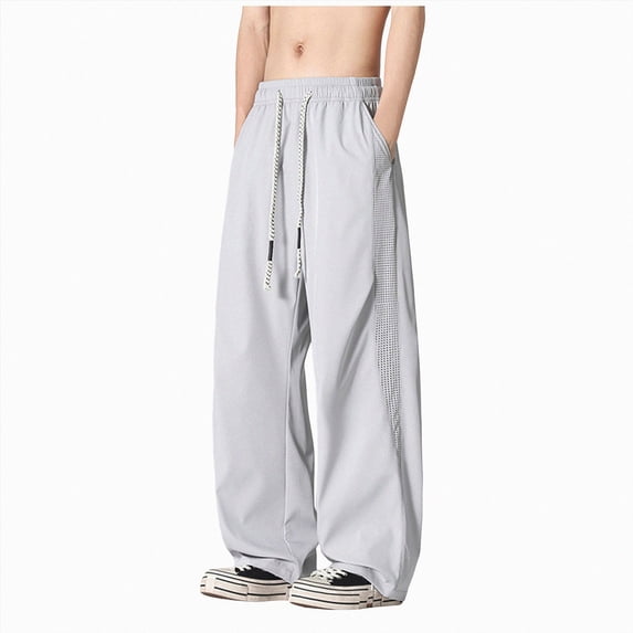 NIEWTR Mens Training Sweatpants Solid Tone Drawstring Waist Pockets Joggers Casual Sport Pants Lightweight Breathable Trousers(A-Light Gray,7XL)