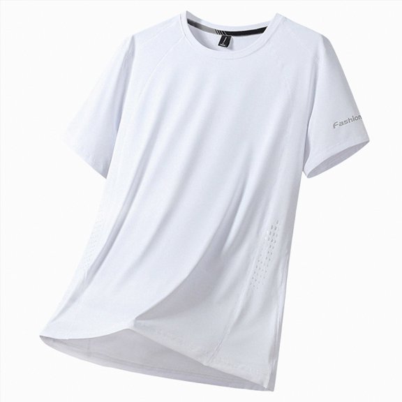 NIEWTR Mens Workout Athletic Shirts Moisture Wicking Running T-Shirts Breathable Short Sleeve Gym Tee(White,6XL)