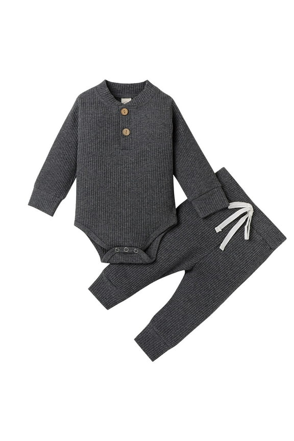 Baby Boy Fall Clothes Long Sleeve Little Dude Contrast Color Sweatshirt Top Pants Set Cute Toddler Winter Outfit Children's Thermal Underwear Set for 6 12 18 24 M(3-6 Months,Grey)