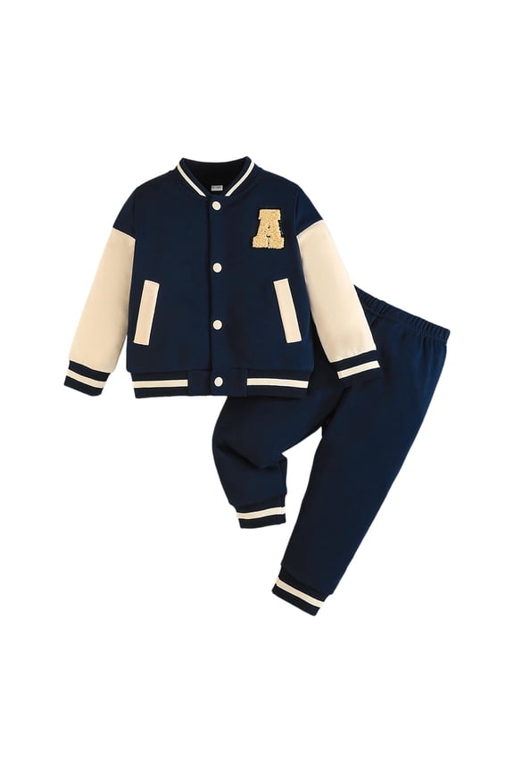 Baby Boy Fall Clothes Long Sleeve Sweatshirt Top Long Pants Set Cute Toddler Winter Outfit Fall Winter Set for 0 6 12 18 24 M 1t 2t 3t 4t 5t 6t,2-3 Years,Dark Blue