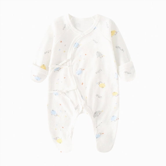NIEWTR Newborn Baby Footless Jumpsuits Unisex Cotton Long Sleeve Cute Printed Romper Pajamas Infant Baby One Piece Outfits(A-Dark Blue,1-3 Months)