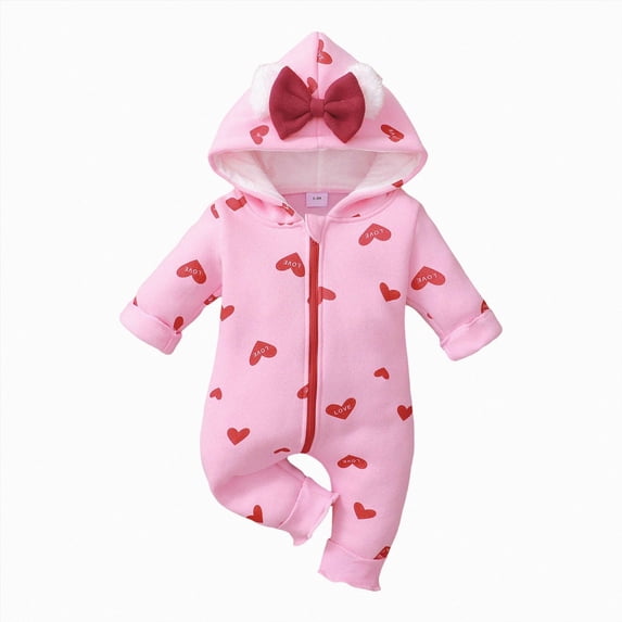 NIEWTR Newborn Baby Girl Clothes Ruffle Jumpsuit Romper Infant Coming Home Outfit for Baby Girl 0 3 6 9 12 Months Children Gift Set(A-Hot Pink,6-9 Months)