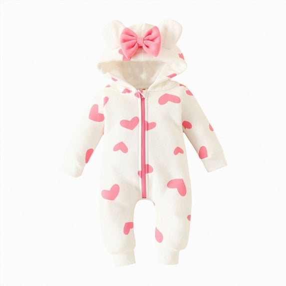 NIEWTR Newborn Baby Girl Clothes Ruffle Jumpsuit Romper Infant Coming Home Outfit for Baby Girl 0 3 6 9 12 Months Children Gift Set(A-Pink,12-18 Months)