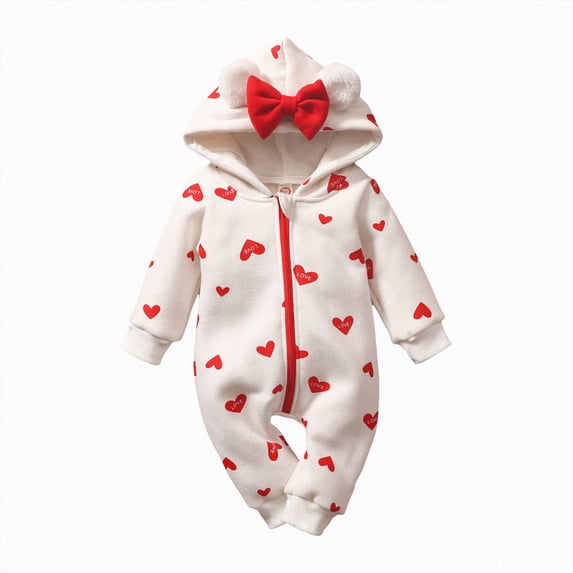 NIEWTR Newborn Baby Girl Clothes Ruffle Jumpsuit Romper Infant Coming Home Outfit for Baby Girl 0 3 6 9 12 Months Children Gift Set(A-Red,9-12 Months)