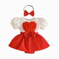 thumbnail image 1 of NIEWTR Newborn Dresses Baby Girl Summer Outfit Ruffle Short Sleeve Lace Mesh Tutu Romper Dress Photography Clothes Set(A-Red,12-18 Months), 1 of 8