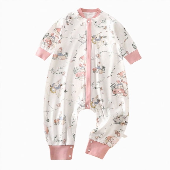 NIEWTR Newborn Fall Winter Baby Pajamas Boy Girl Rompers Bodysuit Jumpsuit Playsuit One Piece Lightweight Outfit Clothes 0 3 6 9 12 18 24 Months(A-Light Pink,4-5 Years )