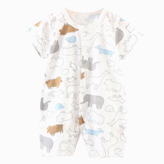 NIEWTR Newborn Outfit Baby Boy Girl Romper Short Sleeve Basic Jumpsuit Soft Cotton Casual Breathable Playsuit Summer 0-24 Months(A-White,0-6 Months)
