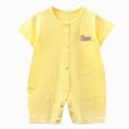 thumbnail image 1 of NIEWTR Newborn Outfit Baby Boy Girl Romper Short Sleeve Basic Jumpsuit Soft Cotton Casual Breathable Playsuit Summer 0-24 Months(A-Yellow,0-6 Months), 1 of 4