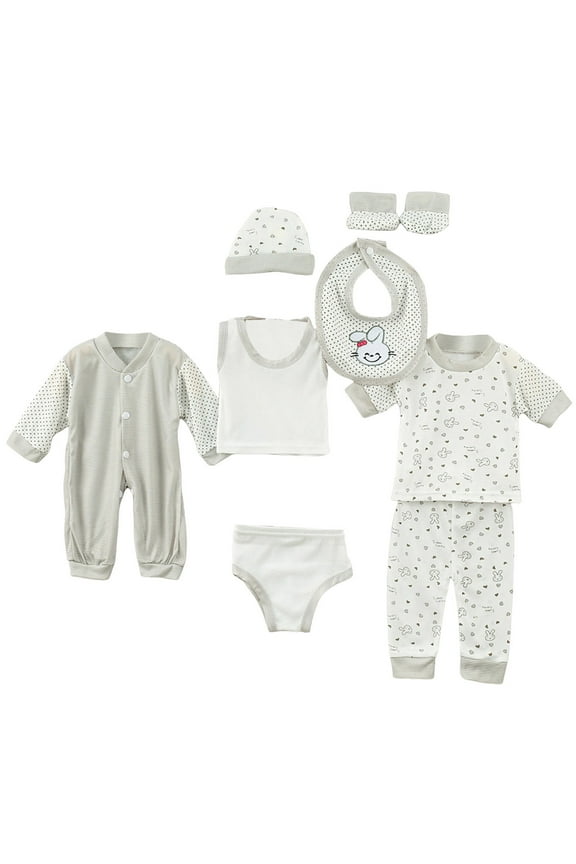 Preemie Baby Baby Boy Girl Clothes Set +Bib+Sock Set Tops+Hat+Pants Girl Baby 8Pcs Outfits Boy Shose+Romper Girls Preemie Twin Girls Baby Cotton Blend Gifts Layette Set