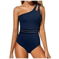thumbnail image 1 of NIEWTR One Shoulder One Piece Swimsuit Tummy Control Bathing Suit for Women Full Coverage Swimwear(Navy,M), 1 of 5