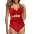 thumbnail image 1 of NIEWTR Plus Size Women One Piece Swimsuit Push Up Padded Bikini Swimwear Beachwear(Red,XXL), 1 of 2