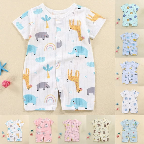 NIEWTR Preemie 18-24 Months One-Piece Baby Cotton Jacquard Double Button Climbing Suit A78-Blue