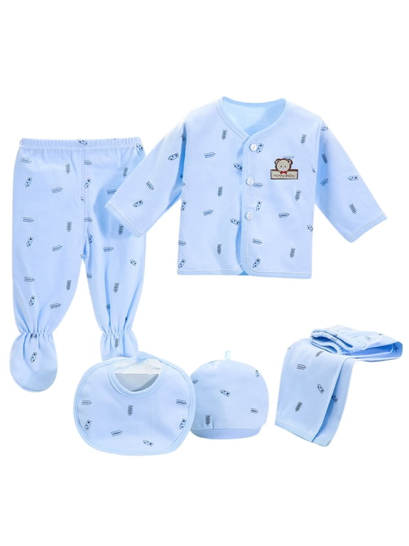 5PCS Girl Boy ClothesNewborn Baby Outfits Pants Gifts oy Girl Boy 5-Piece -3 Months 0-3 months Gifts Layette Set