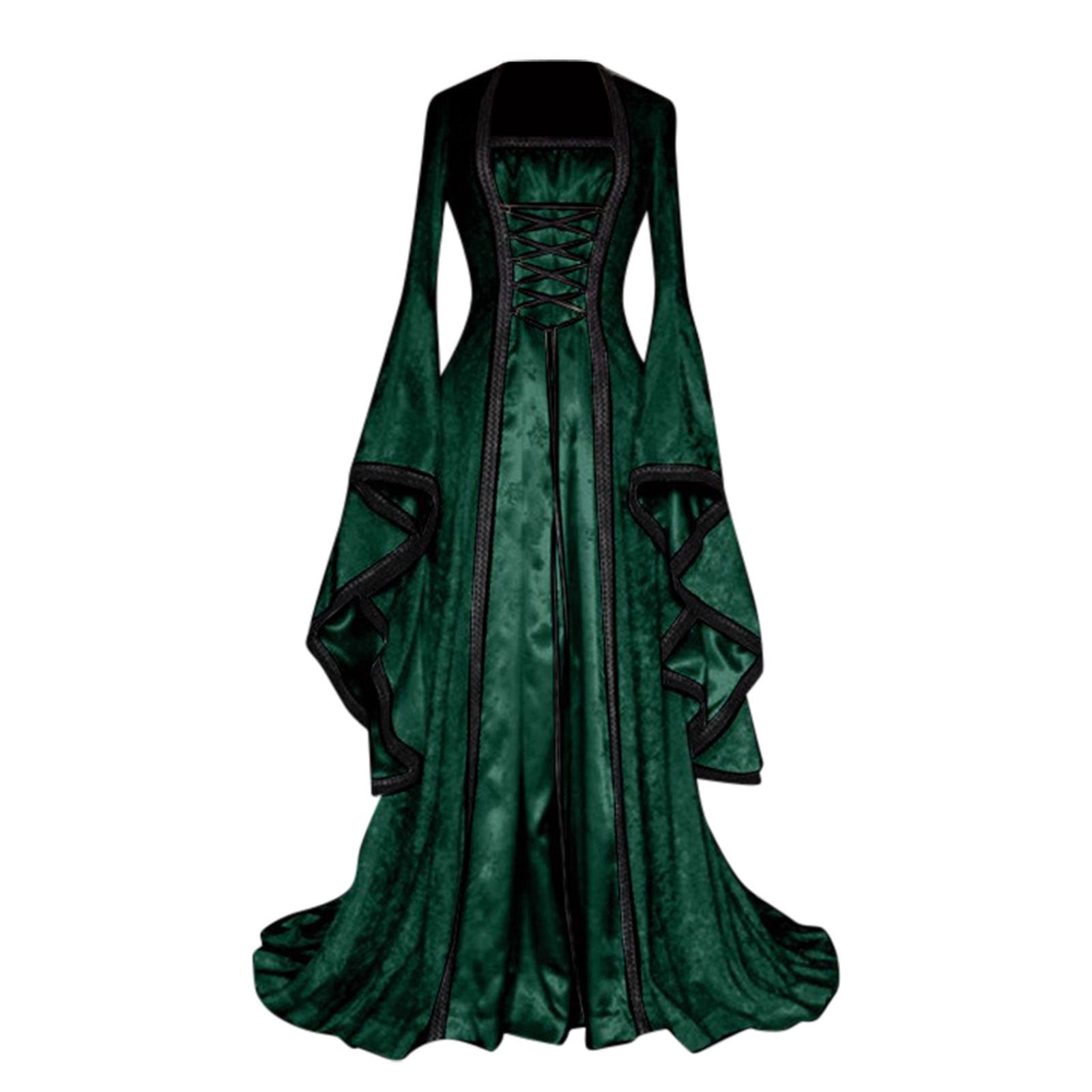 NIEWTR Renaissance Dress Women Dress Bell Sleeves Fairy Dress Fantasy Retro  Party Retro Dress Theme Party (XL,Green) - Walmart.com