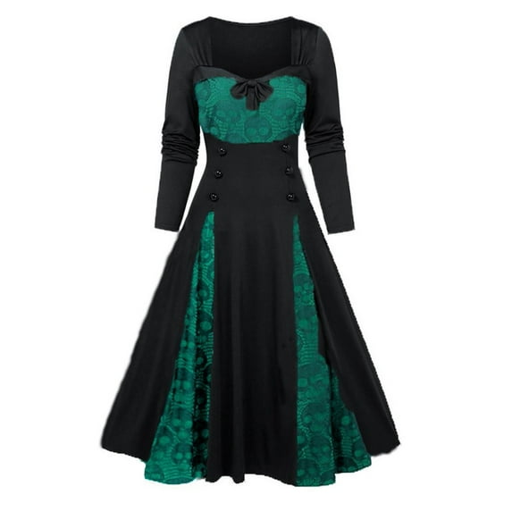 NIEWTR Renaissance Women Irish Dress Witch Victorian Party Retro Dress Theme Party (XL,Green)