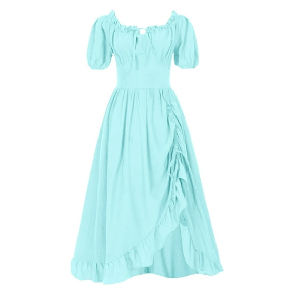 NIEWTR Renaissance for Women Dress Fairy Gothic Gown Peasant Dress Party Retro Dress Theme Party (XXL,Light Blue)
