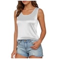 thumbnail image 1 of NIEWTR Satin Tank Tops For Women Loose Fit Sleeveless V Neck Camisole Blouses Shirt Top Womens Tank Summer Tank (L,A156-White), 1 of 6