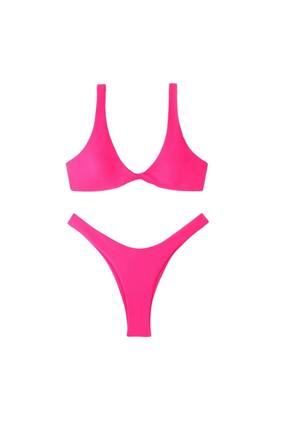 Sexy Floral Bikini Sets for Women Micro Thong Bikini High Cut Two Piece Womens Swimsuits Bathing Suit(Hot Pink,L)