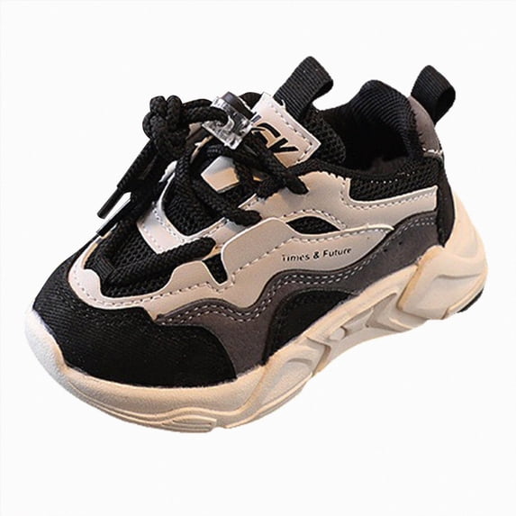 NIEWTR Shoes for Kids Slip Lightweight Sneakers Print Athletic Running Shoes for Boys Girls Athletic Footwear for School Play Everyday Wear(Black,12)