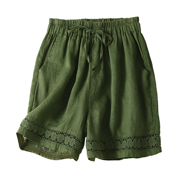 NIEWTR Shorts for Women Solid Color High Waist Bermuda Shorts(Green,M)