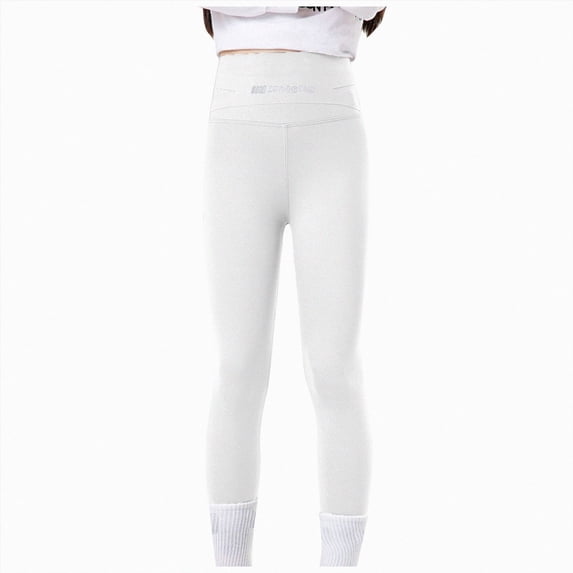 NIEWTR Spring/summer New Waisted Pants Girls' Leggings Wear Pants Children's Yoga Pants Girls Swim Pants Leggings for Practice Sports, and Swimming(B-White,5-6 Years)