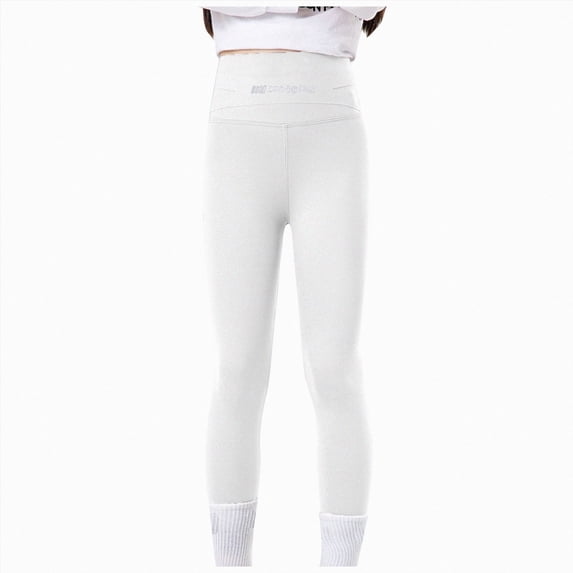 NIEWTR Spring/summer New Waisted Pants Girls' Leggings Wear Pants Children's Yoga Pants Girls Swim Pants Leggings for Practice Sports, and Swimming(B-White,9-12 Years)