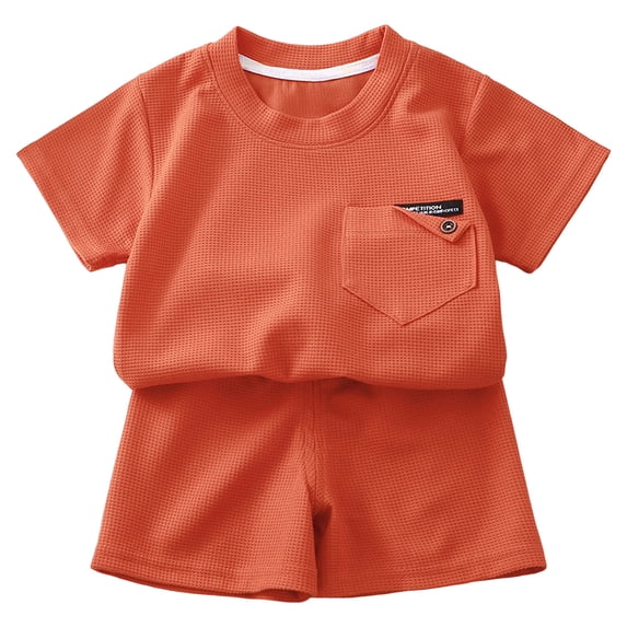 NIEWTR Summer 2Pcs Outfits Set for Girls, Short Sleeve T-Shirt with Cute Flower + Pants Summer 2Pcs Gift Outfits Set (Gift Idea) 2Pcs Summer Beach Outfits 3-4 Years,Orange