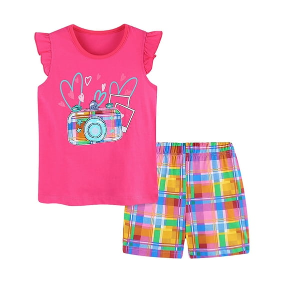 NIEWTR Summer 2Pcs Outfits Set – Toddler Girls Flower Short Sleeve T-Shirt and Pants Gift Set Summer 2Pcs Gift Outfits Set 2Pcs Summer Beach Outfits 3-4 Years,Red