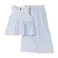 thumbnail image 1 of NIEWTR Summer 2Pcs Outfits Set for Toddler Girls – Flower Short Sleeve T-Shirt and Pants Gift Set Summer 2Pcs Gift Outfits Set 2Pcs Summer Beach Outfits 5-6 Years,Blue, 1 of 8