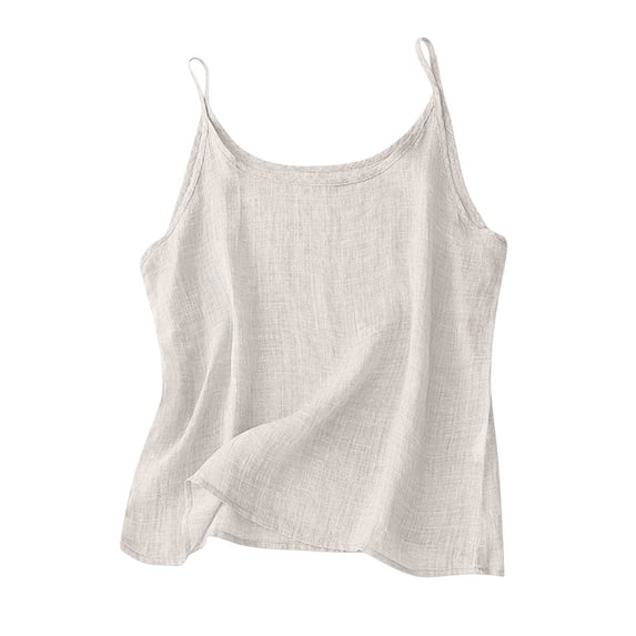 NIEWTR Summer Loose Round Neck Tank Top Sleeveless Strap T Shirt Women Womens Tank Summer Tank (M,A176-Beige)