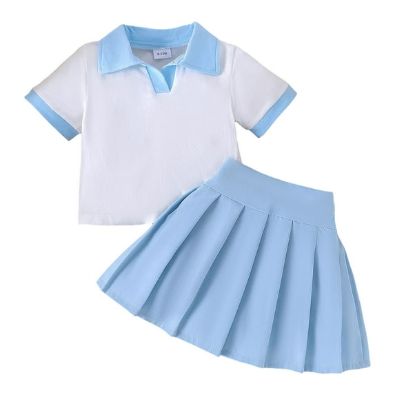 NIEWTR Summer Outfits Set for Toddlers – Cute Flower Short Sleeve T-Shirt & Shorts 2Pcs Gift Set Summer 2Pcs Gift Outfits Set Dailywear Set Blue 12-18 Months