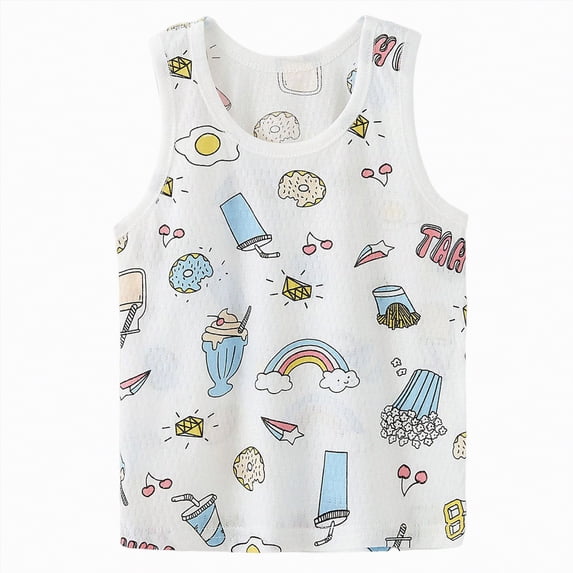 NIEWTR Tank Tops for Boys Casual Sleeveless Shirt Cute Print Summer Undershirts Clothes Crew Neck Tanks Kids for Toddler Boys and Girls(A-Light Blue,6-7 Years)