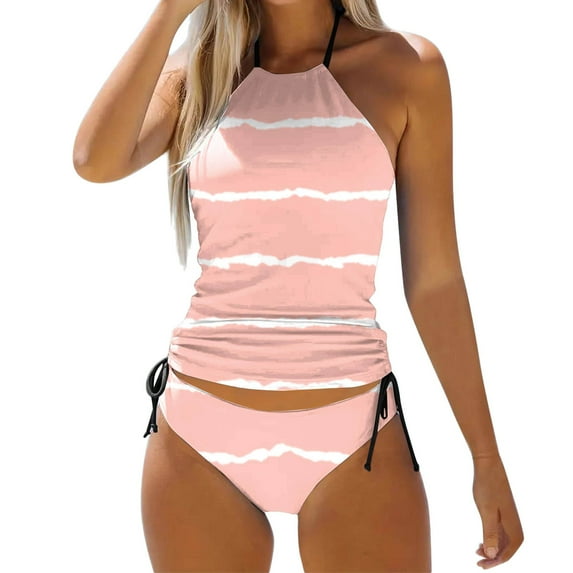 NIEWTR Tankini Bathing Suits for Women Tummy Control Two Piece Swimsuits Blouson Floral Print Swim Tank Top with Boy Shorts(Pink,XXL)