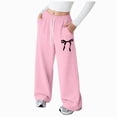 thumbnail image 1 of NIEWTR Teen Clothes Kids Cute Sweatpants Elastic High Waist Baggy Joggers Girls Pants for School 9-15 Years Old Girls Clothes(A-Pink,17-18 Years), 1 of 4