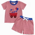 thumbnail image 1 of NIEWTR Toddler Baby Boy 4th Of July Outfit American Flag T-Shirt Shorts Set Independence Day Summer Clothes 6 12 18 Months 2T 3T 4T(A01-Red,12-18 Months), 1 of 6